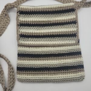 Striped Crochet Crossbody Bag